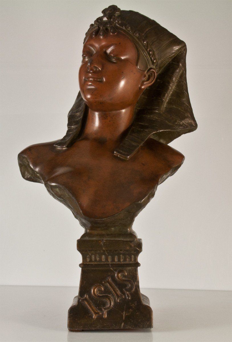 Louis Hottot (1834-1905): Goddess Isis, Metal Sculpture / Egypt