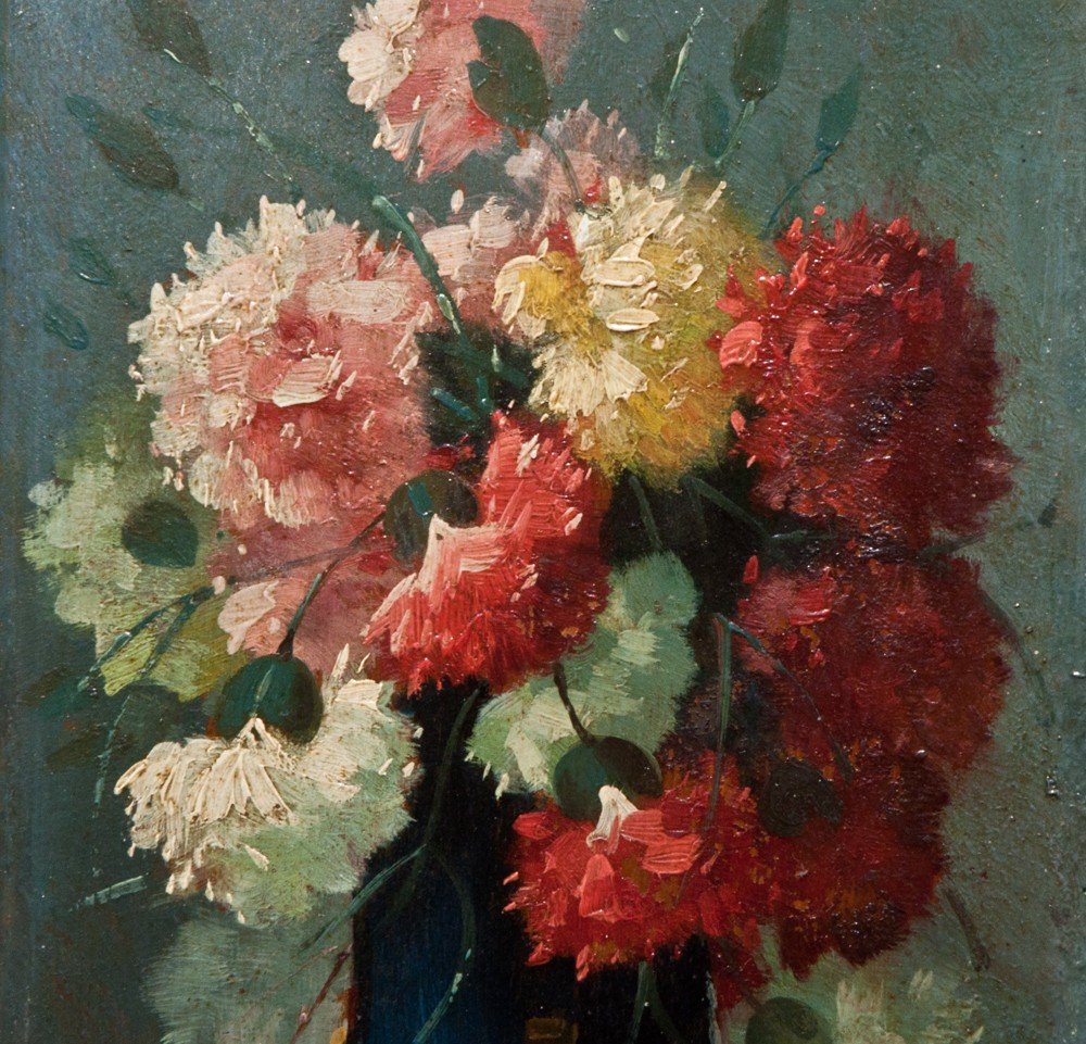 Charles Frédéric Frédéric Jung : Petit Bouquet De Fleurs Dans Un Vase Ag18-photo-4