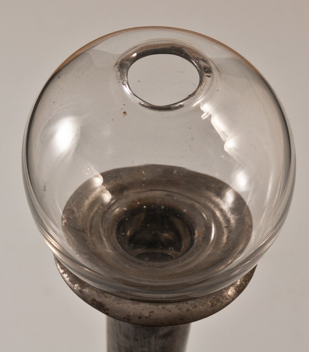 Glass And Metal Oil Lamp Directoire Period-photo-1