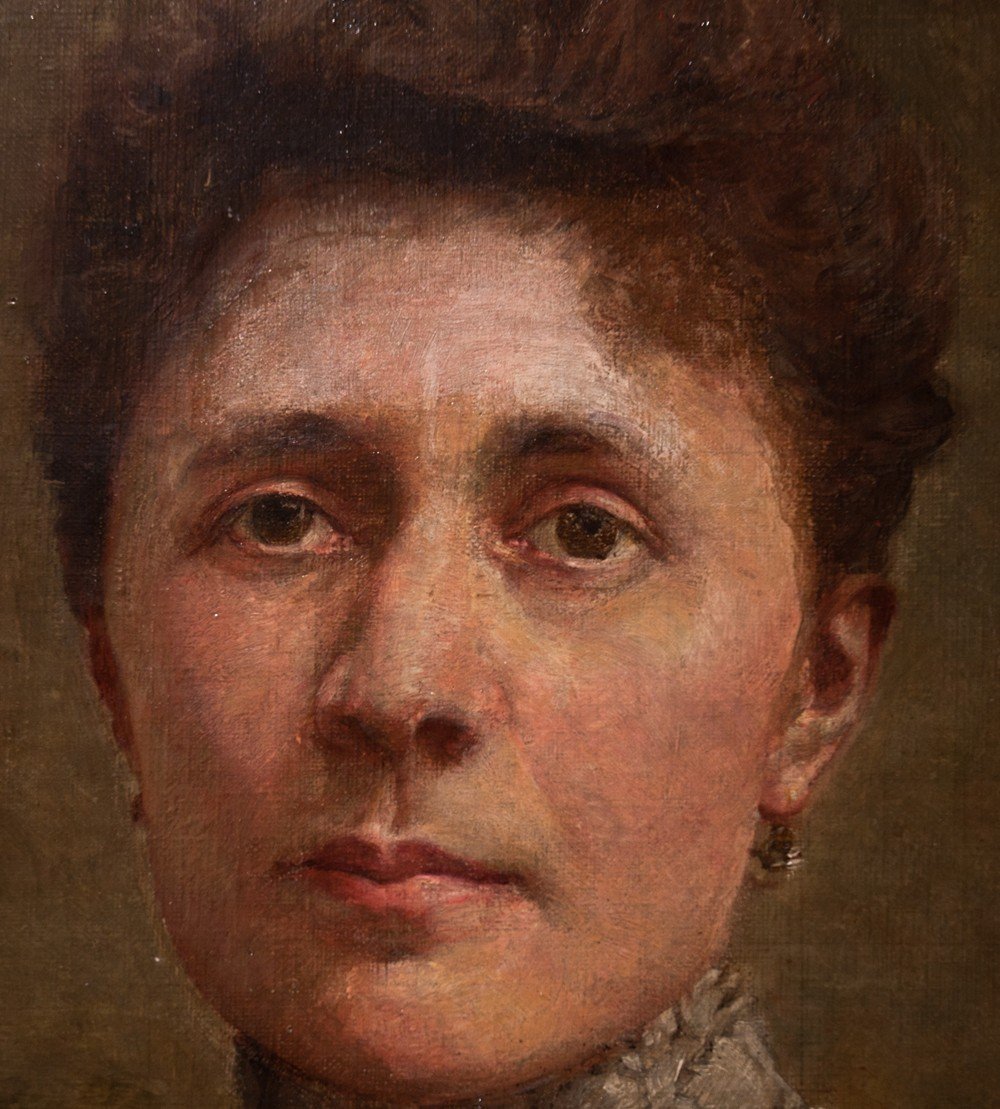 Joseph Auguste Brunetton (1863-1923): Portrait De Femme Ag28-photo-3