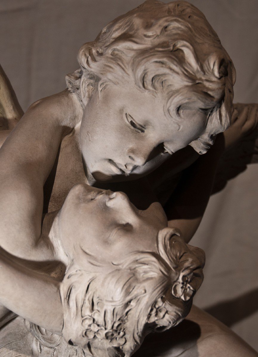 Richard Aurili (1864-1943): The Kiss, Terracotta Sculpture Ag33-photo-3