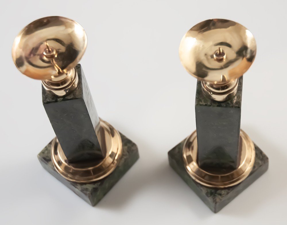 Pair Of Marble And Brass Candlesticks-photo-4