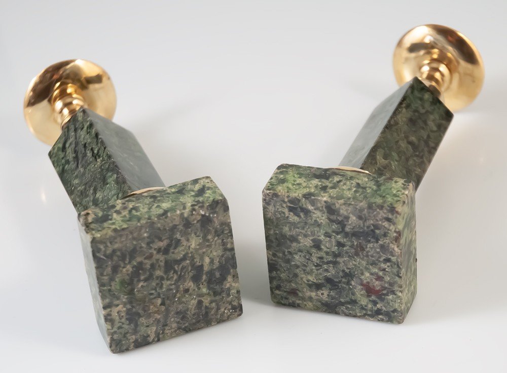 Pair Of Marble And Brass Candlesticks-photo-1