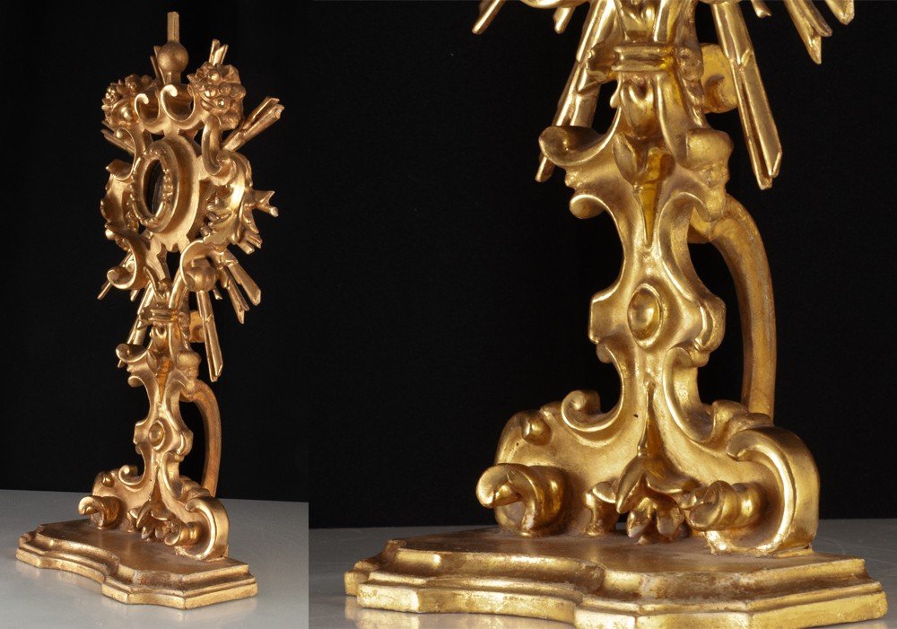 Hand Reliquary / Monstrance In Golden Wood XVIIIth Ex Velo Bmv-photo-2