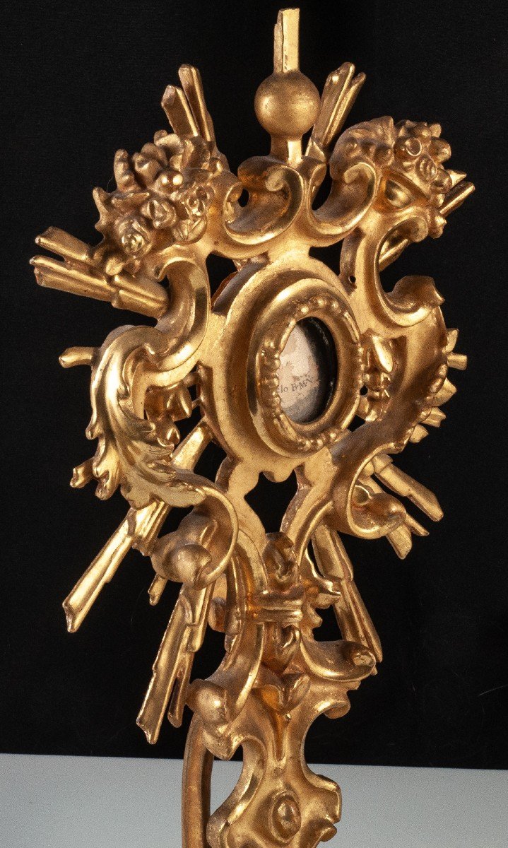Hand Reliquary / Monstrance In Golden Wood XVIIIth Ex Velo Bmv-photo-3