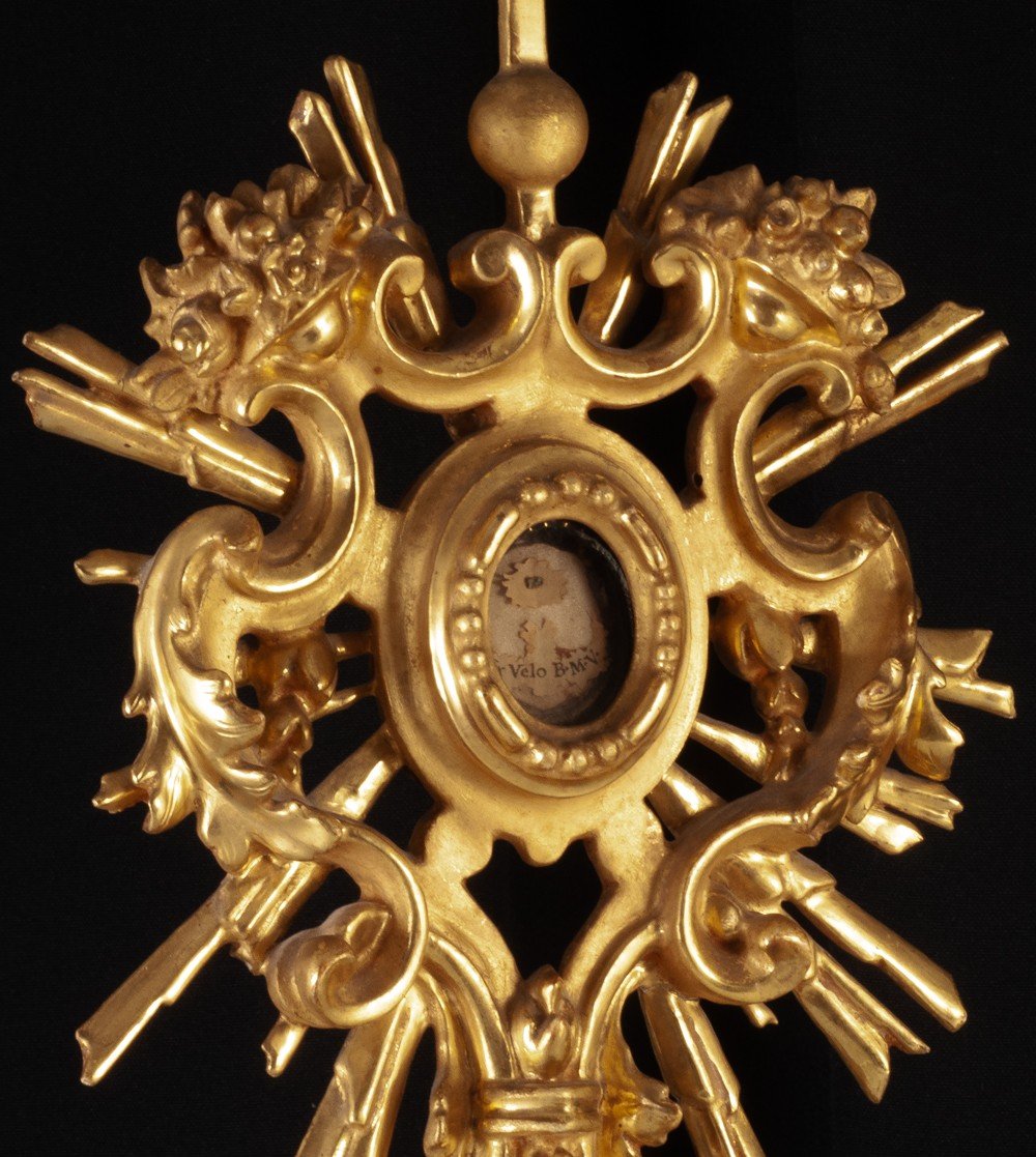 Hand Reliquary / Monstrance In Golden Wood XVIIIth Ex Velo Bmv-photo-4