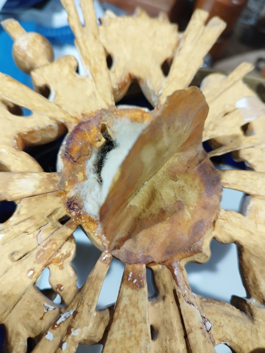 Hand Reliquary / Monstrance In Golden Wood XVIIIth Ex Velo Bmv-photo-5