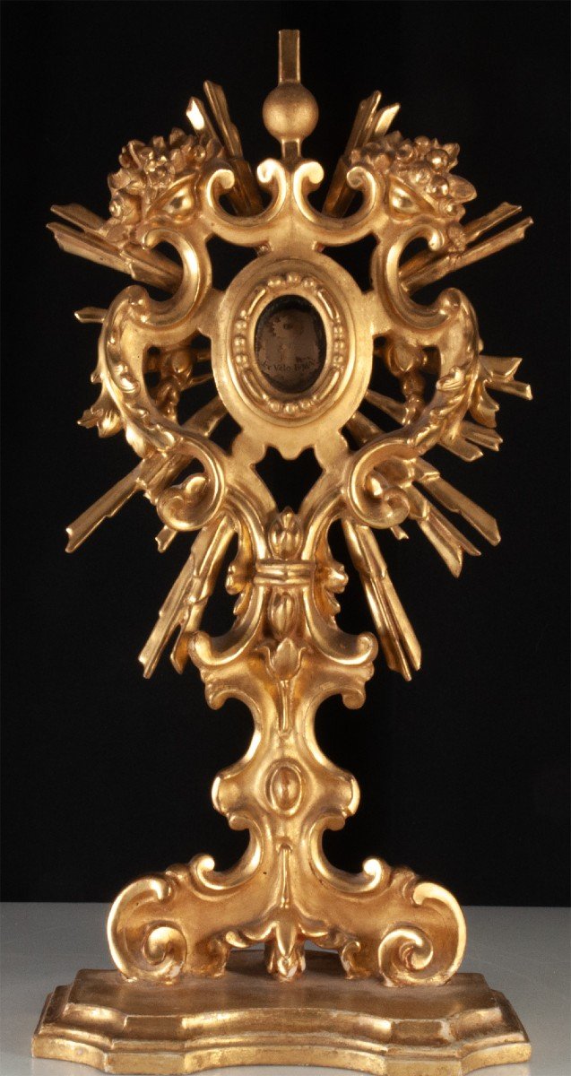 Hand Reliquary / Monstrance In Golden Wood XVIIIth Ex Velo Bmv
