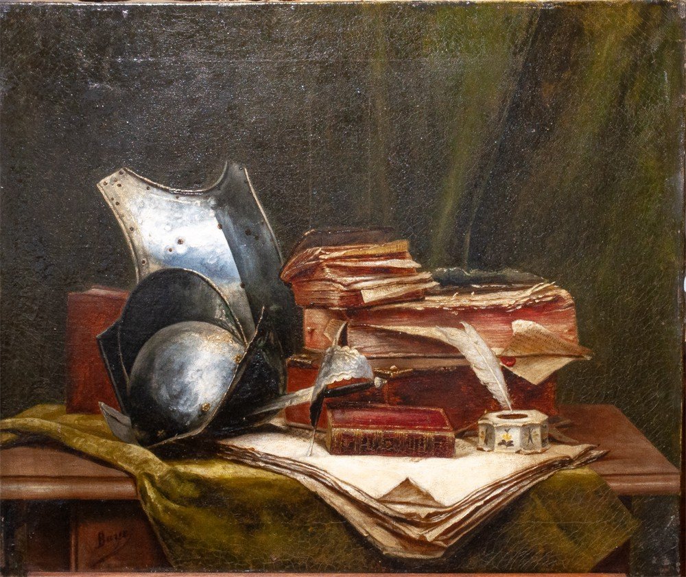 Pierre Alphonse Baye: Conquistador Breastplate, Books And Parchments Ag37-photo-2