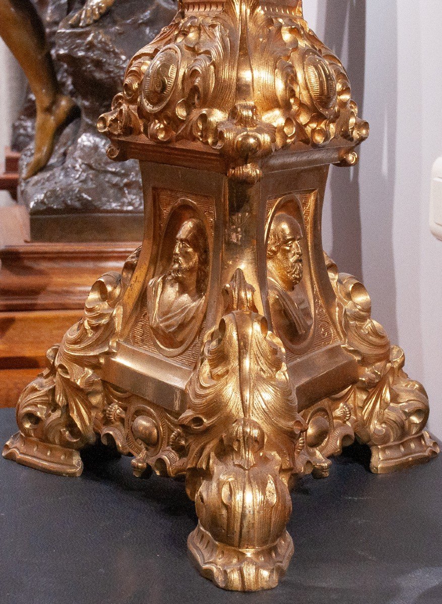 Large Candle Holder In Gilt Bronze / Ag43 Display-photo-4