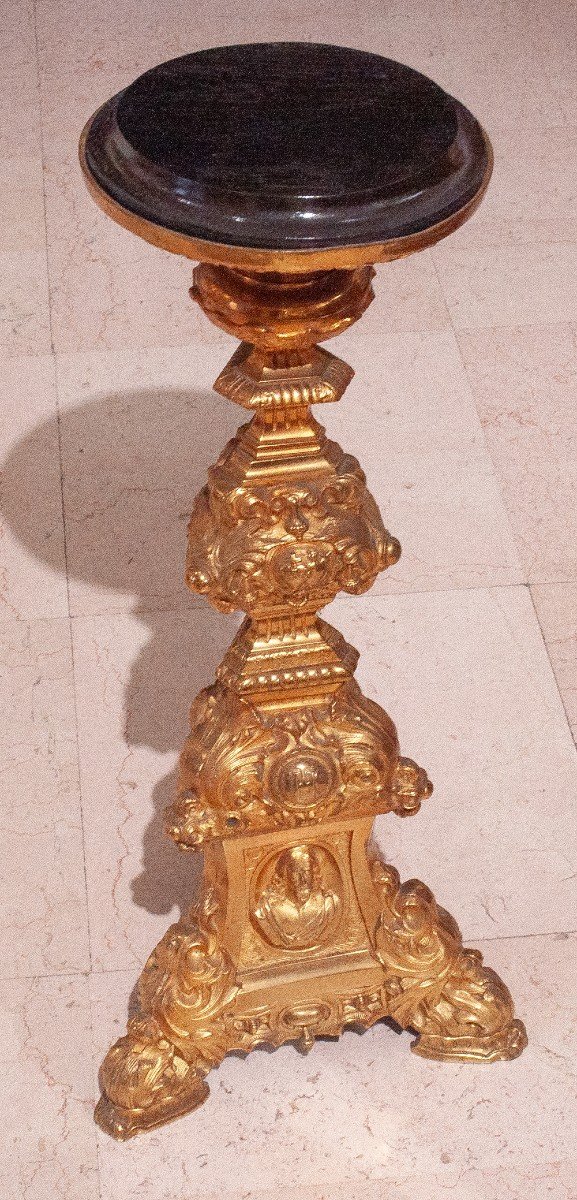 Large Candle Holder In Gilt Bronze / Ag43 Display-photo-2