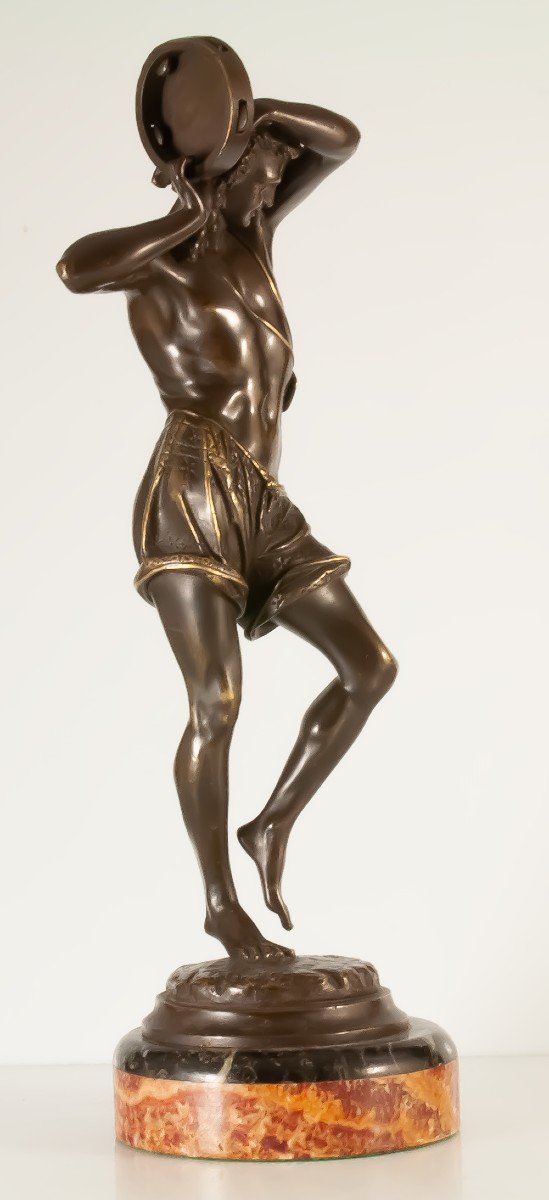 Danseur Napolitain Au Tambourin, Bronze A. Carrier Belleuse (1824-1887)-photo-3