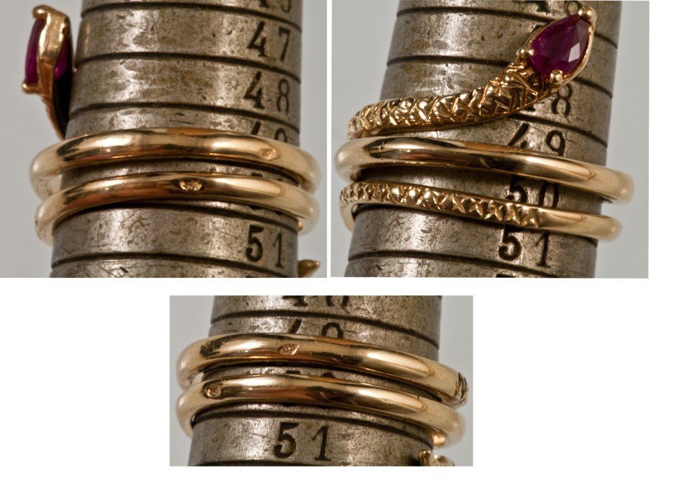 18 Carat Gold Ruby Serpent Ring Eagle Head Hallmark 4.2 Grams-photo-2