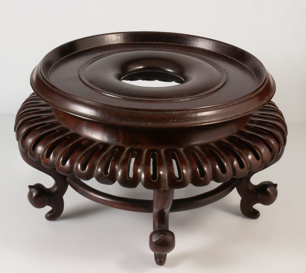 Socle En Bois Asiatique Pour Statue Ou Porcelaine / Chine / Japon