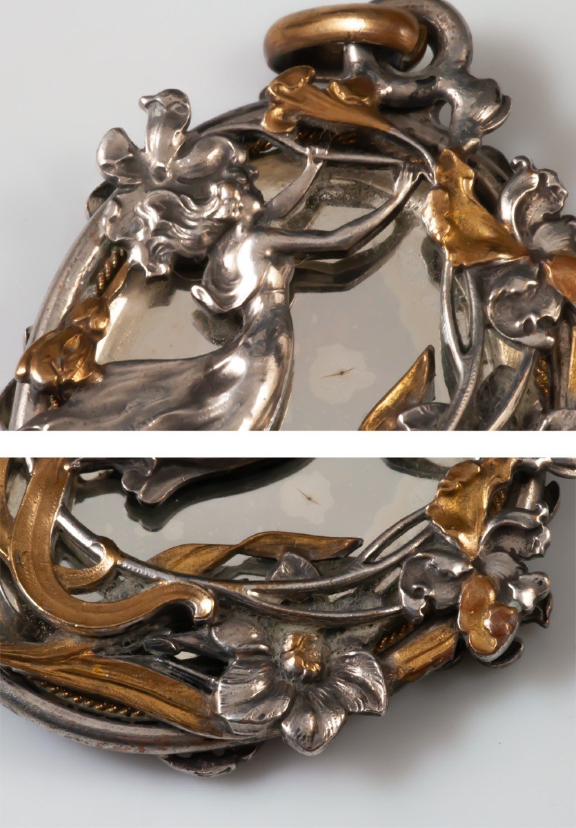 Pendentif Art Nouveau Femme Fleur-photo-1