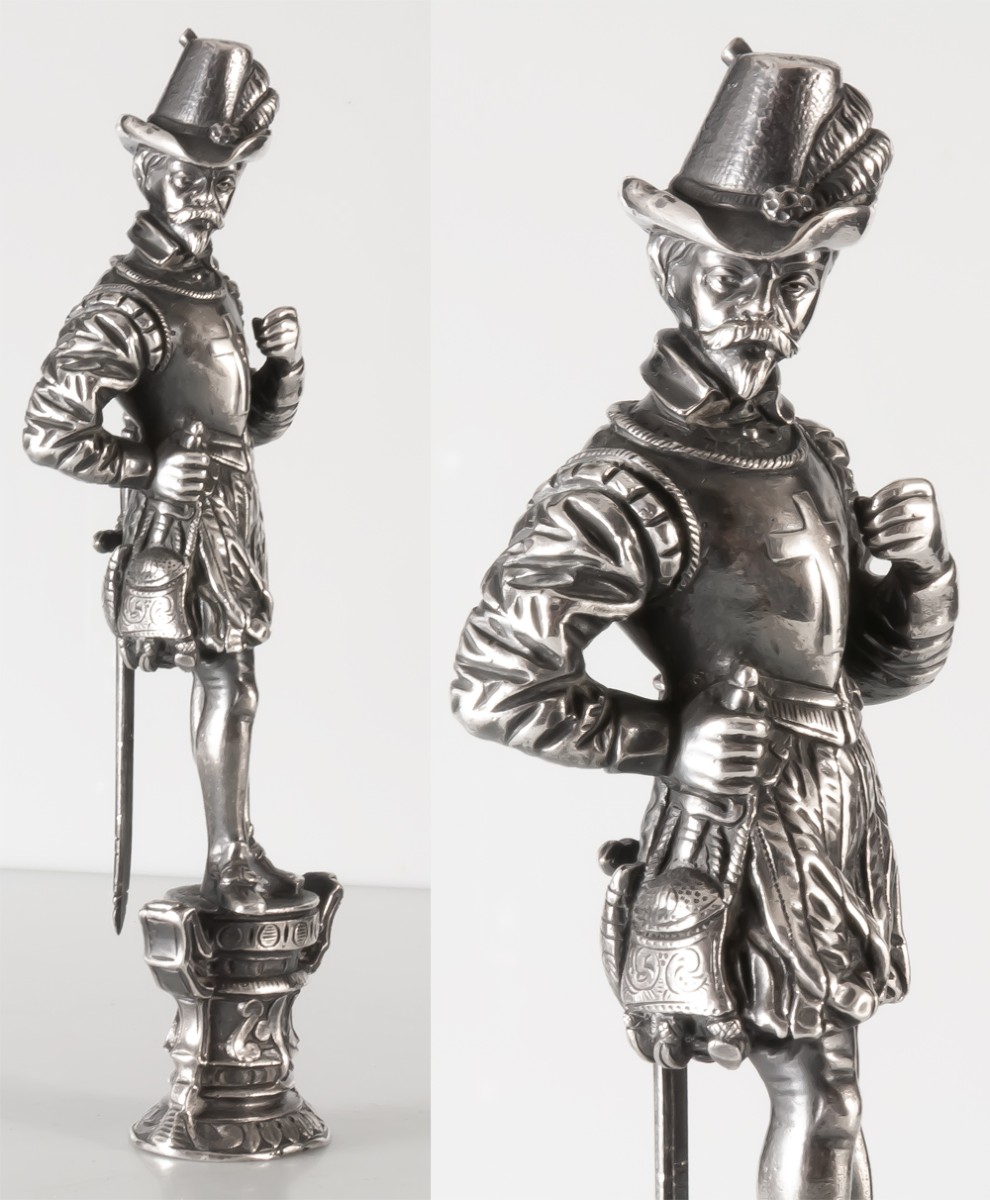 Large Silver-plated Bronze Sealing Stamp-photo-2