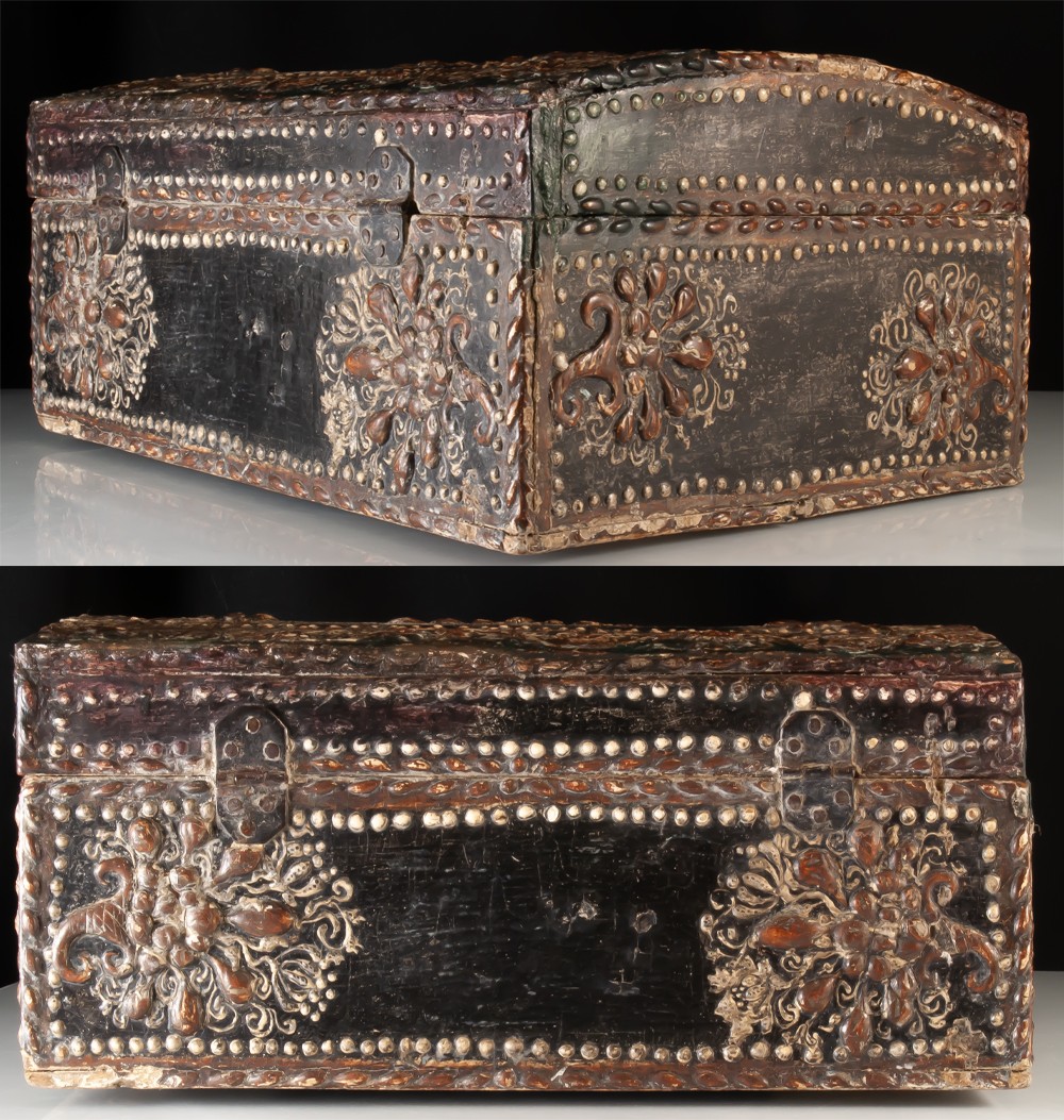 Coffret A Pastiglia Italie  XVIème ou XVIIème / Cassoni-photo-3