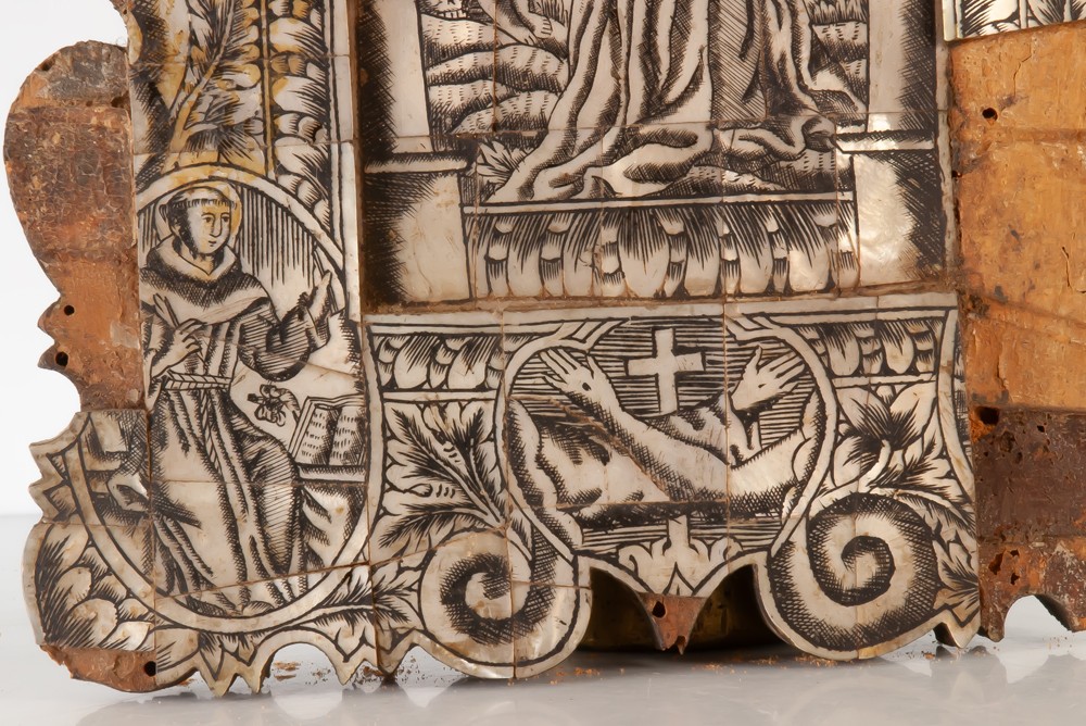 Engraved Mother-of-pearl Icon XVIIIth S.bruo Cratucia Bruno De Chartes / Bruno Le Chartreux-photo-2