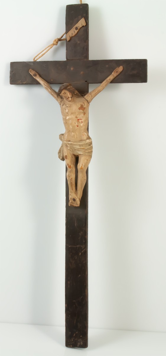 Christ En Bois Sculpté XVIIIème Art Populaire-photo-2