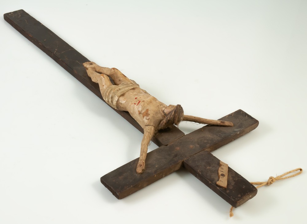 Christ En Bois Sculpté XVIIIème Art Populaire-photo-4