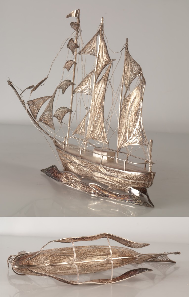 Filigree Silver Sailboat-photo-2