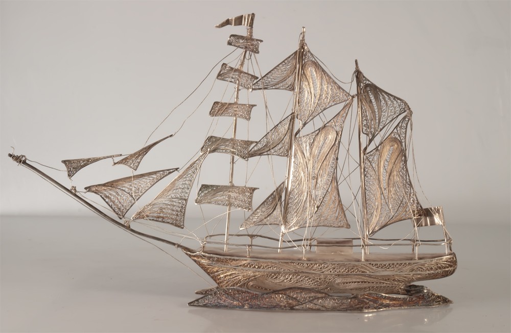Filigree Silver Sailboat