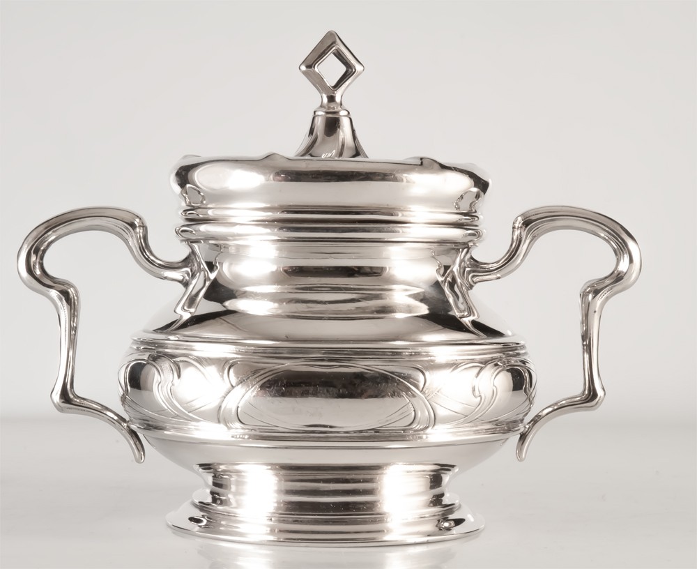 Sucrier en argent massif art nouveau Art & Craft-photo-3