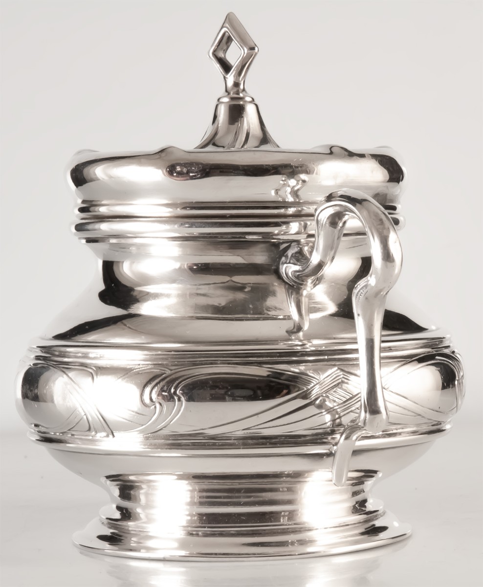 Sucrier en argent massif art nouveau Art & Craft-photo-4
