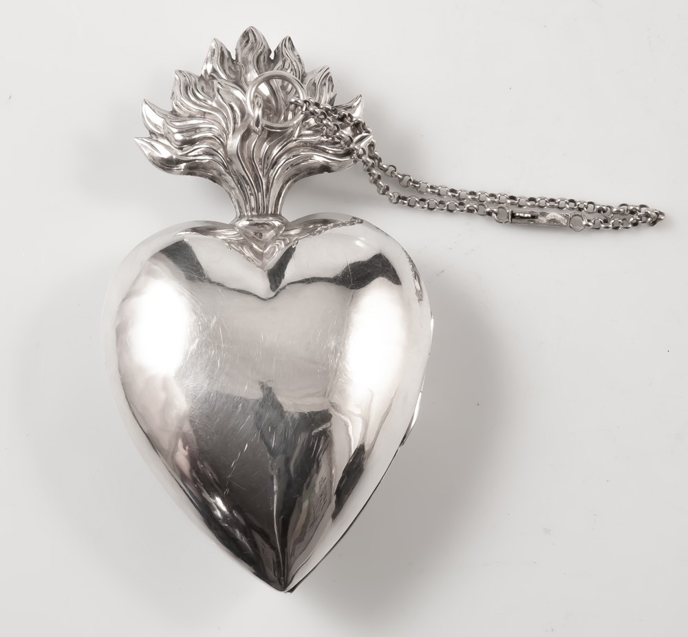 Coeur De Marie En Argent / reliquaire ex voto-photo-2