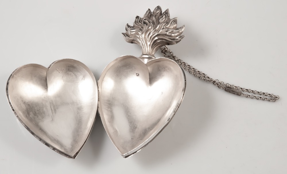 Coeur De Marie En Argent / reliquaire ex voto-photo-3