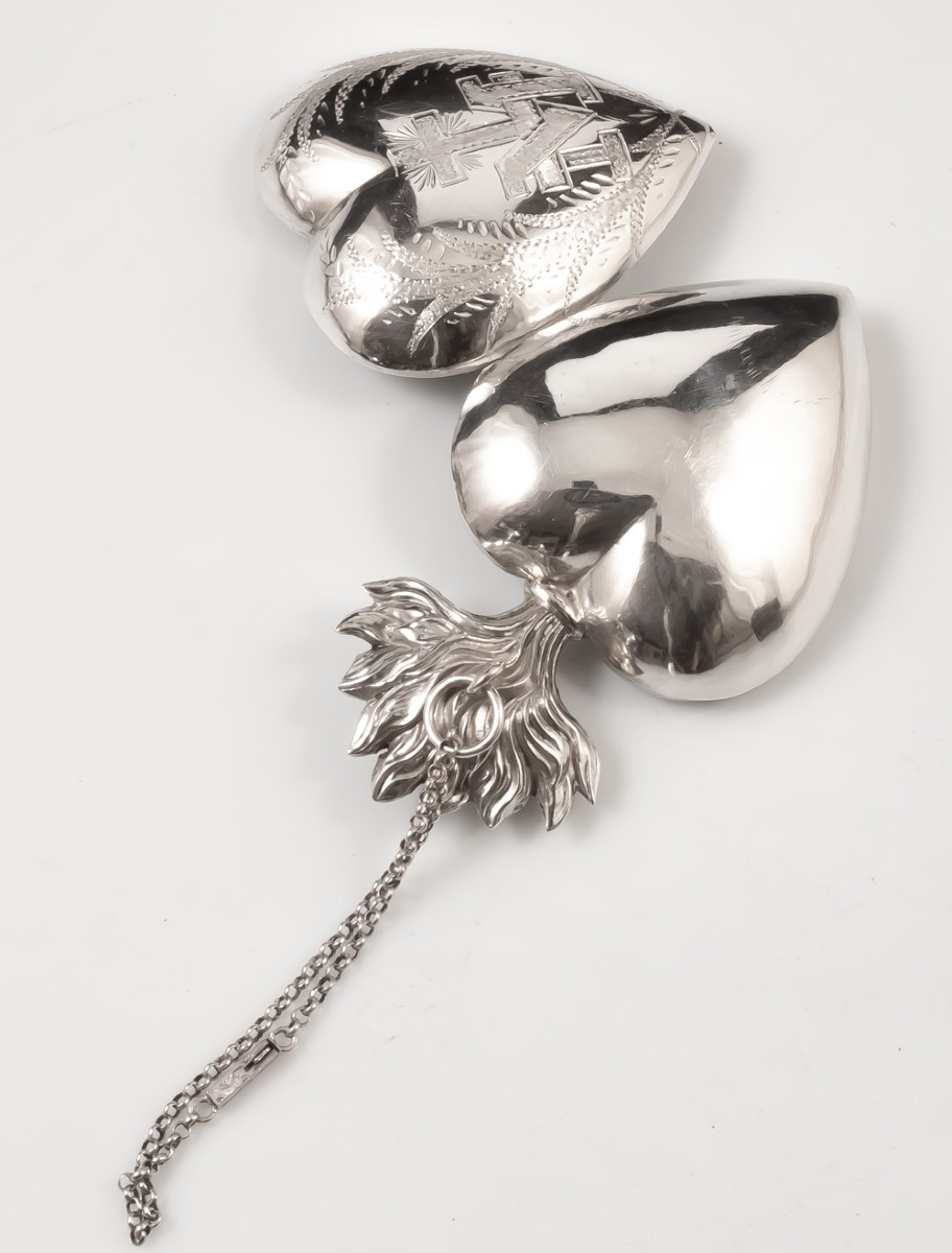 Coeur De Marie En Argent / reliquaire ex voto-photo-4