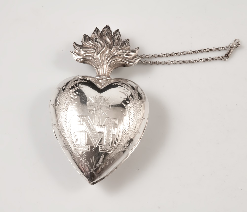 Coeur De Marie En Argent / reliquaire ex voto-photo-6