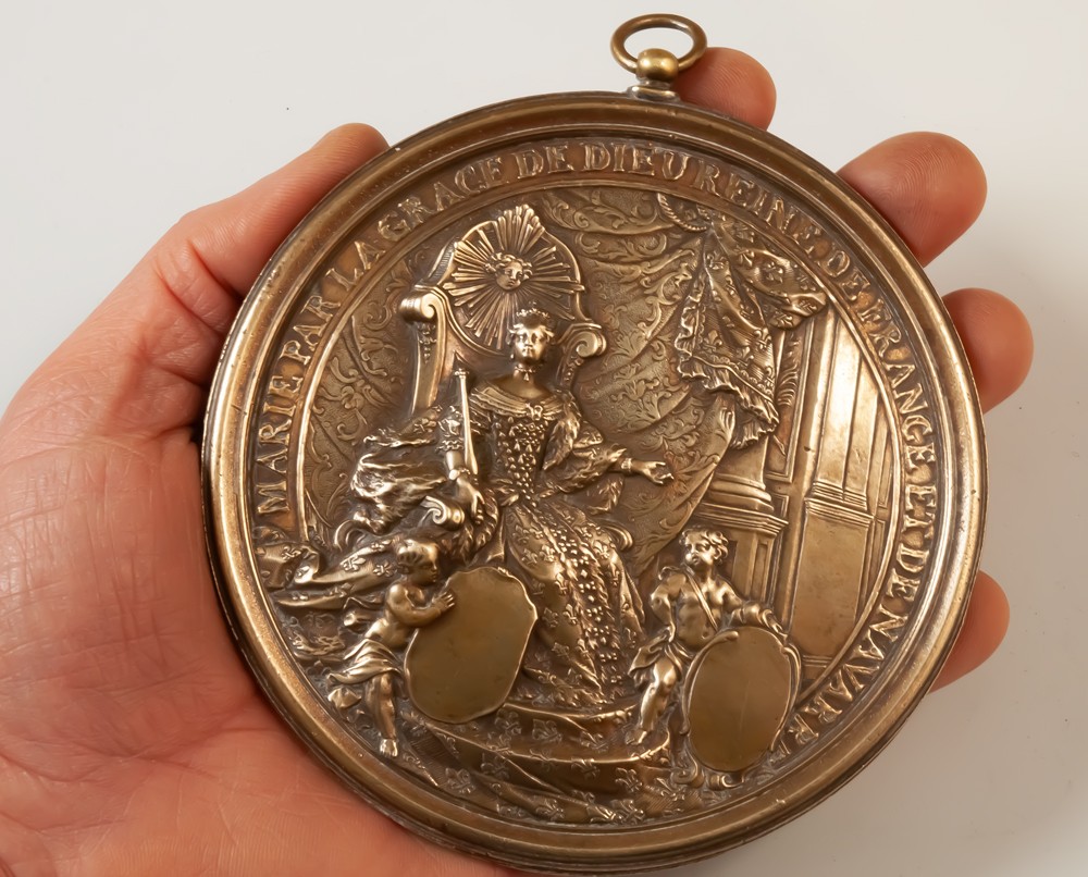 Royalist Bronze Plaque Marie Lendiski Queen Of France-photo-4