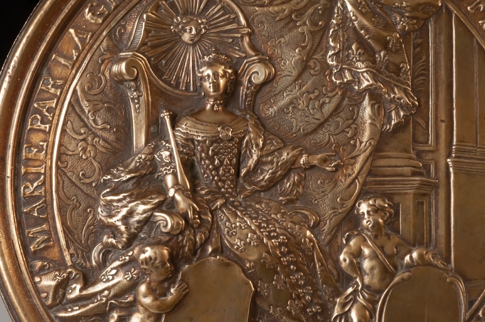 Royalist Bronze Plaque Marie Lendiski Queen Of France-photo-1