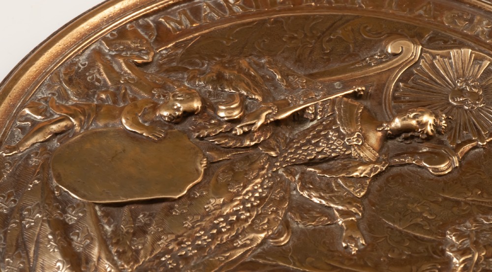 Royalist Bronze Plaque Marie Lendiski Queen Of France-photo-5