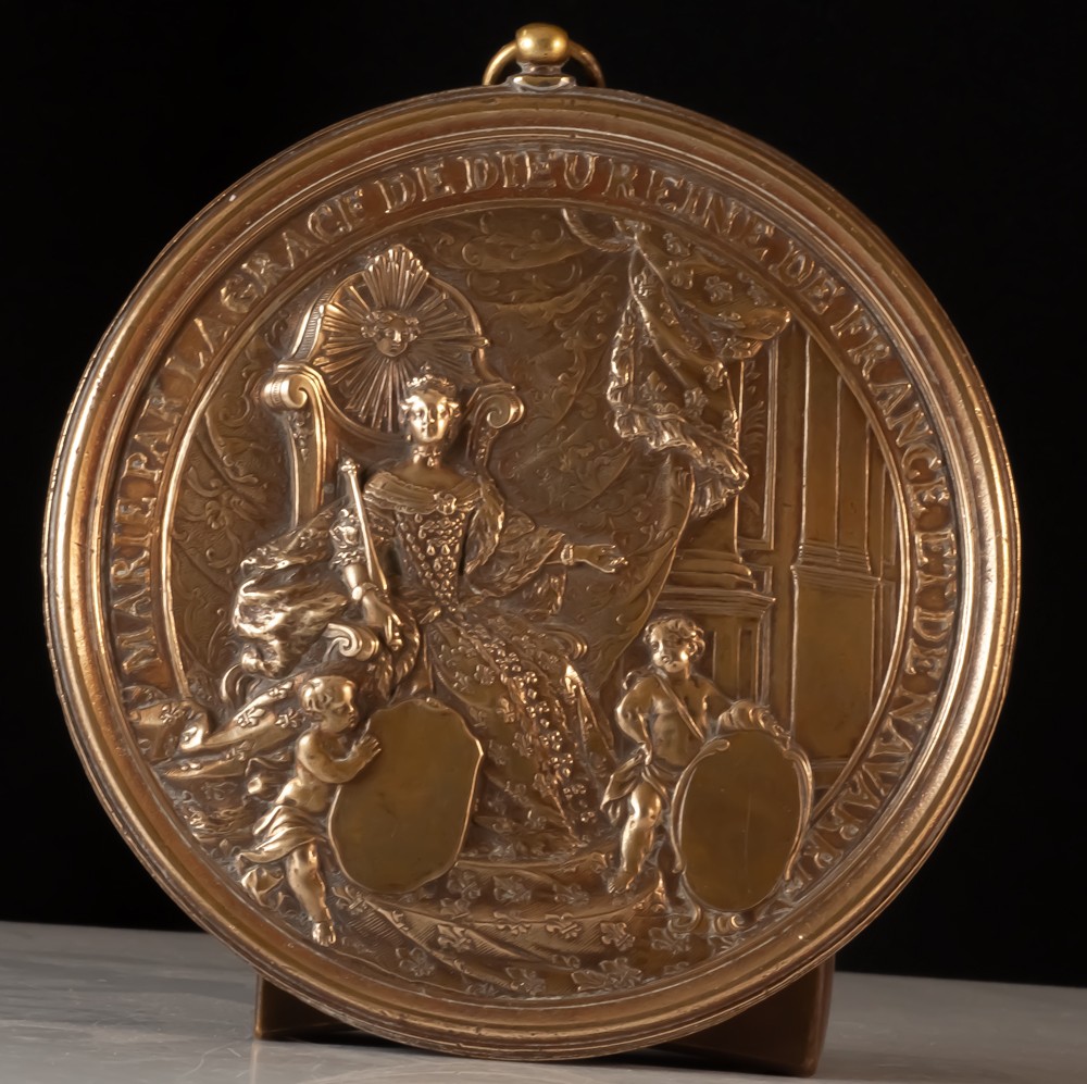 Royalist Bronze Plaque Marie Lendiski Queen Of France-photo-6