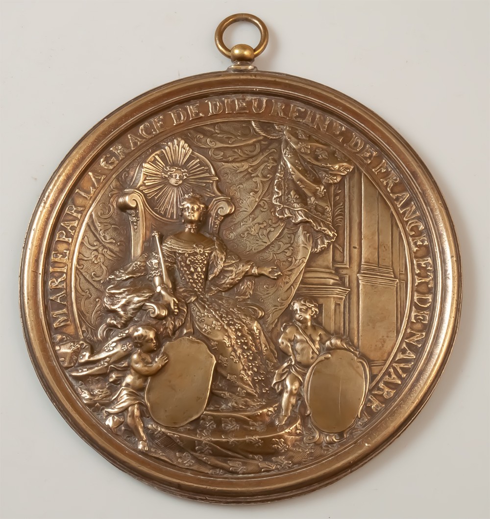 Royalist Bronze Plaque Marie Lendiski Queen Of France