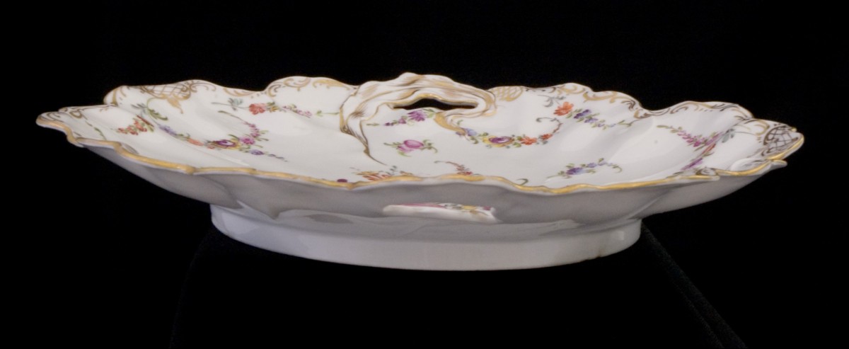 Dresden Painted Porcelain Dish With Handles-photo-1