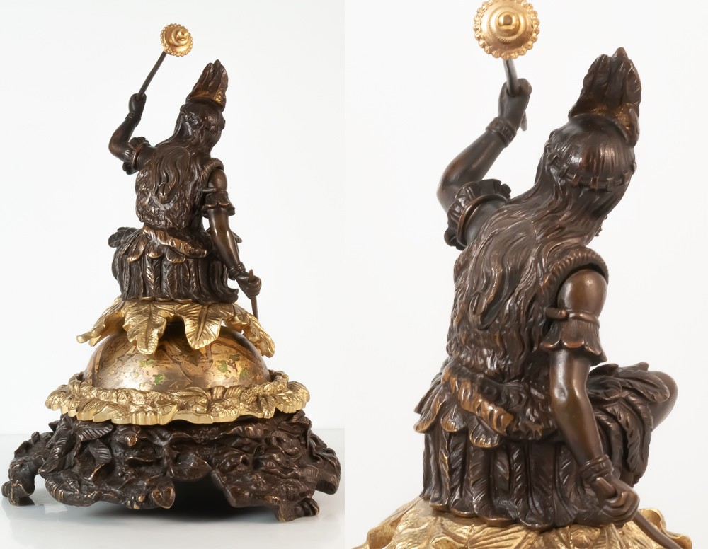 Impressive Bronze Native American Counter Bell-photo-1