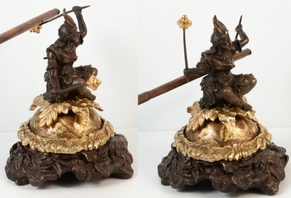 Impressive Bronze Native American Counter Bell-photo-3