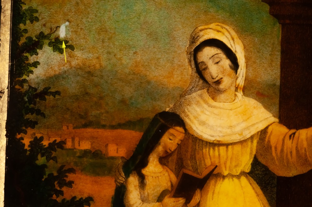 Saint Anne Reading, 19th Century Glass Eglomisé-photo-1