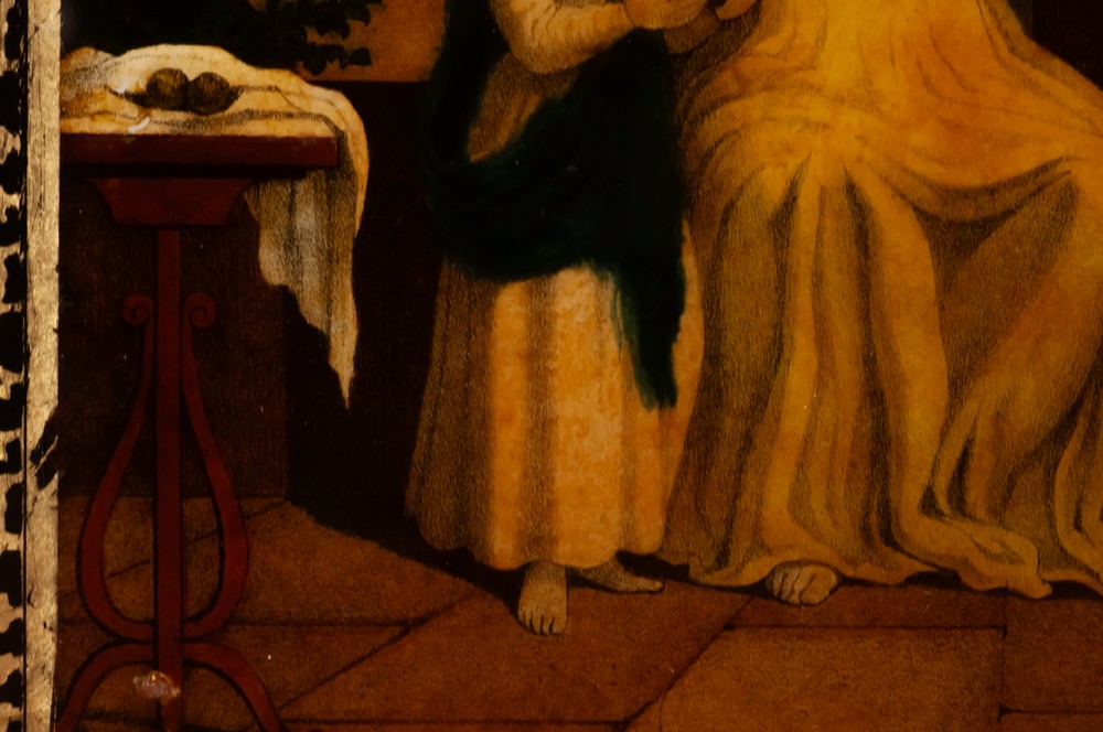 Saint Anne Reading, 19th Century Glass Eglomisé-photo-2