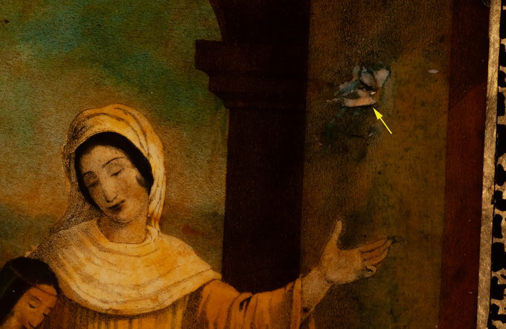 Saint Anne Reading, 19th Century Glass Eglomisé-photo-3