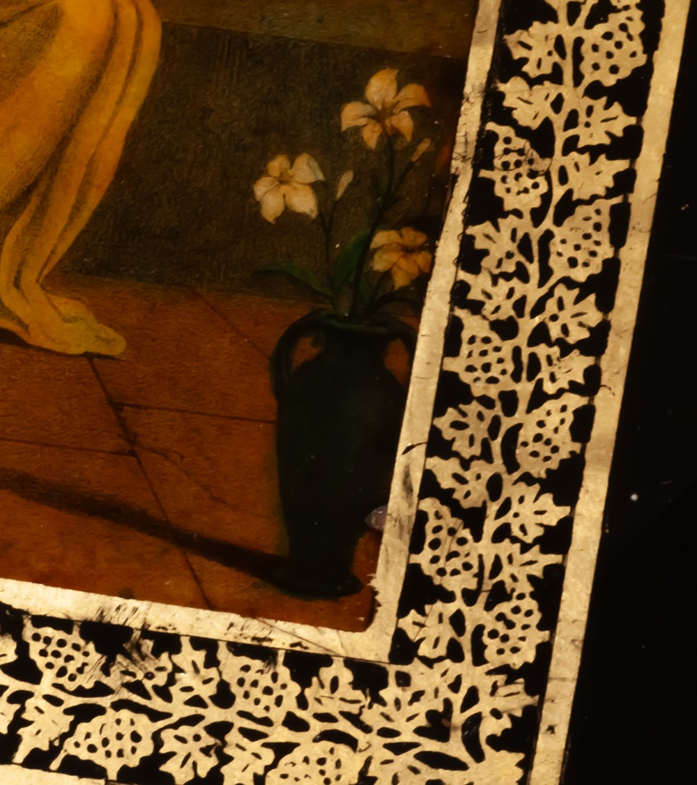 Saint Anne Reading, 19th Century Glass Eglomisé-photo-5