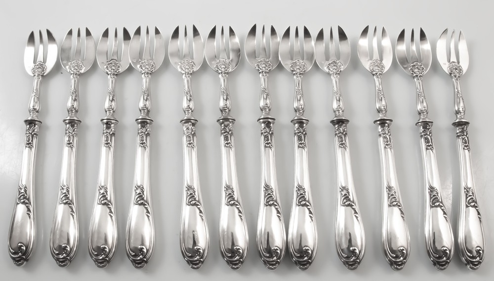 12 fourchettes à huître argent minerve-photo-2