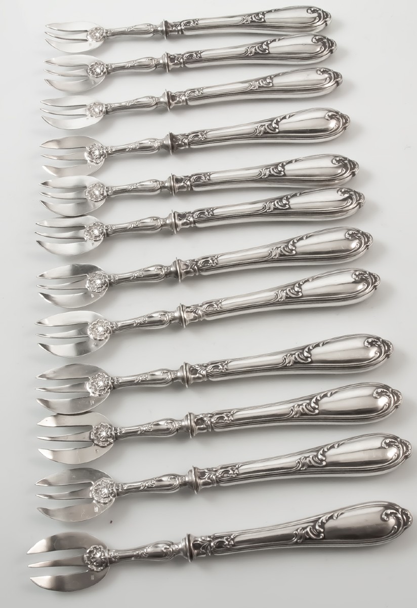 12 fourchettes à huître argent minerve-photo-3