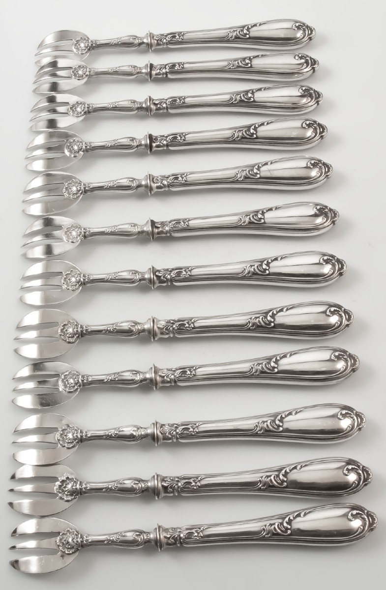 12 fourchettes à huître argent minerve-photo-2