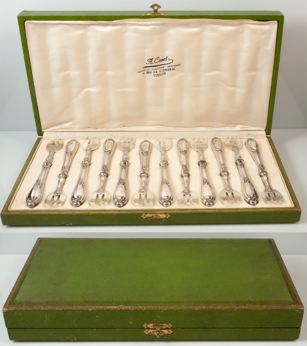 12 fourchettes à huître argent minerve-photo-6