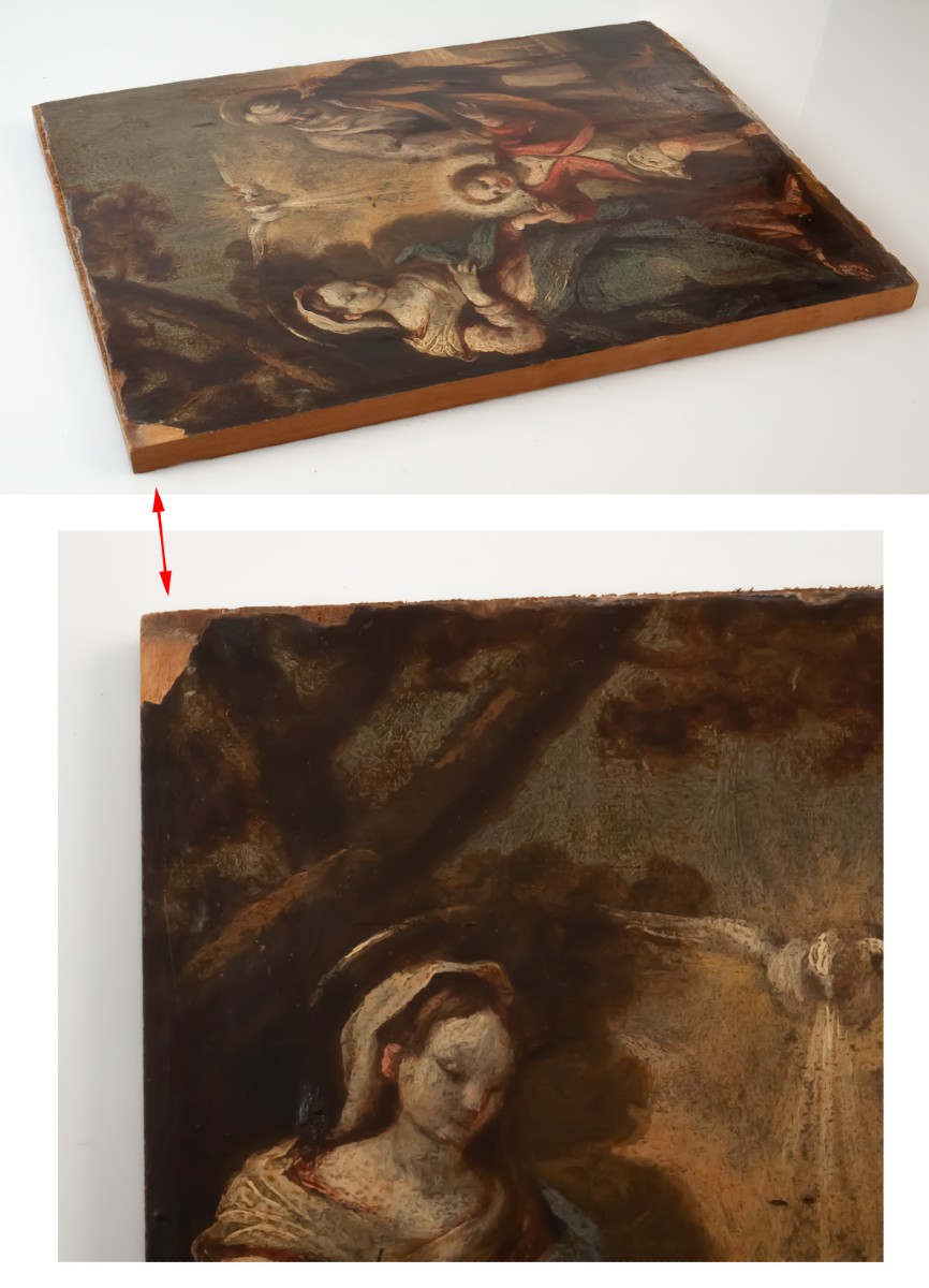 Le retour d'Egypte de la sainte famille Huile sur bois XVIIIè-photo-4