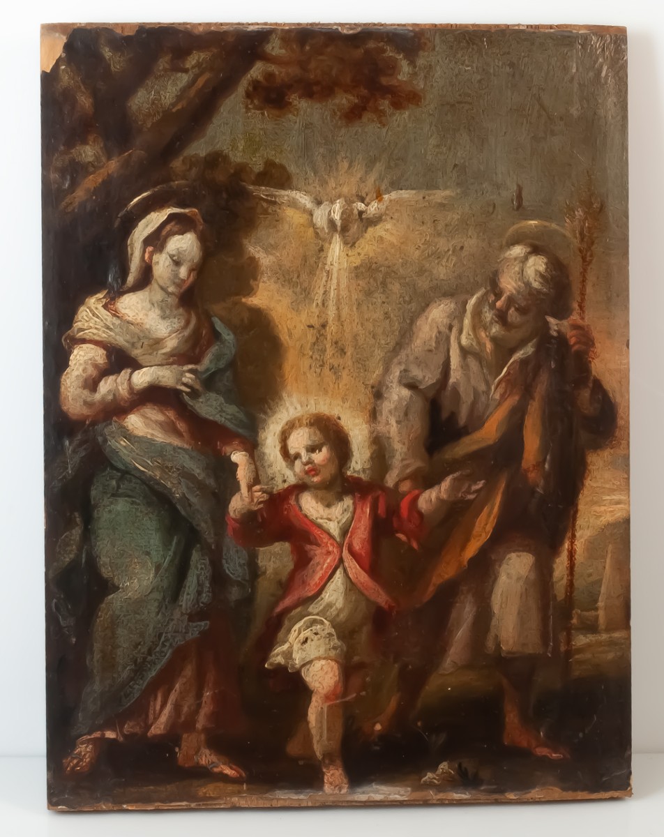 Le retour d'Egypte de la sainte famille Huile sur bois XVIIIè